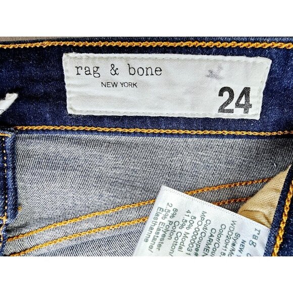 Rag Bone Size 24X25 Women Cate Mid Rise Ankle Skinny Blue Denim Carmen Jeans USA - Picture 5 of 14